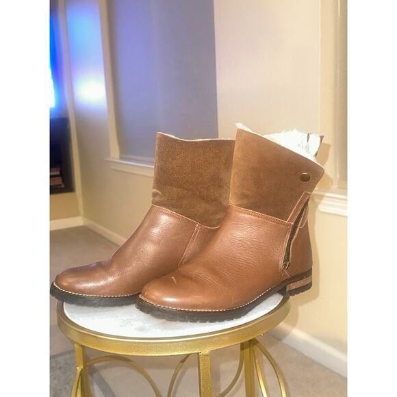 Fabianelli Italy Ltr & Sued Ankle Boots – Size 11 Shearling (Zip Pulls Missing) - Picture 3 of 12